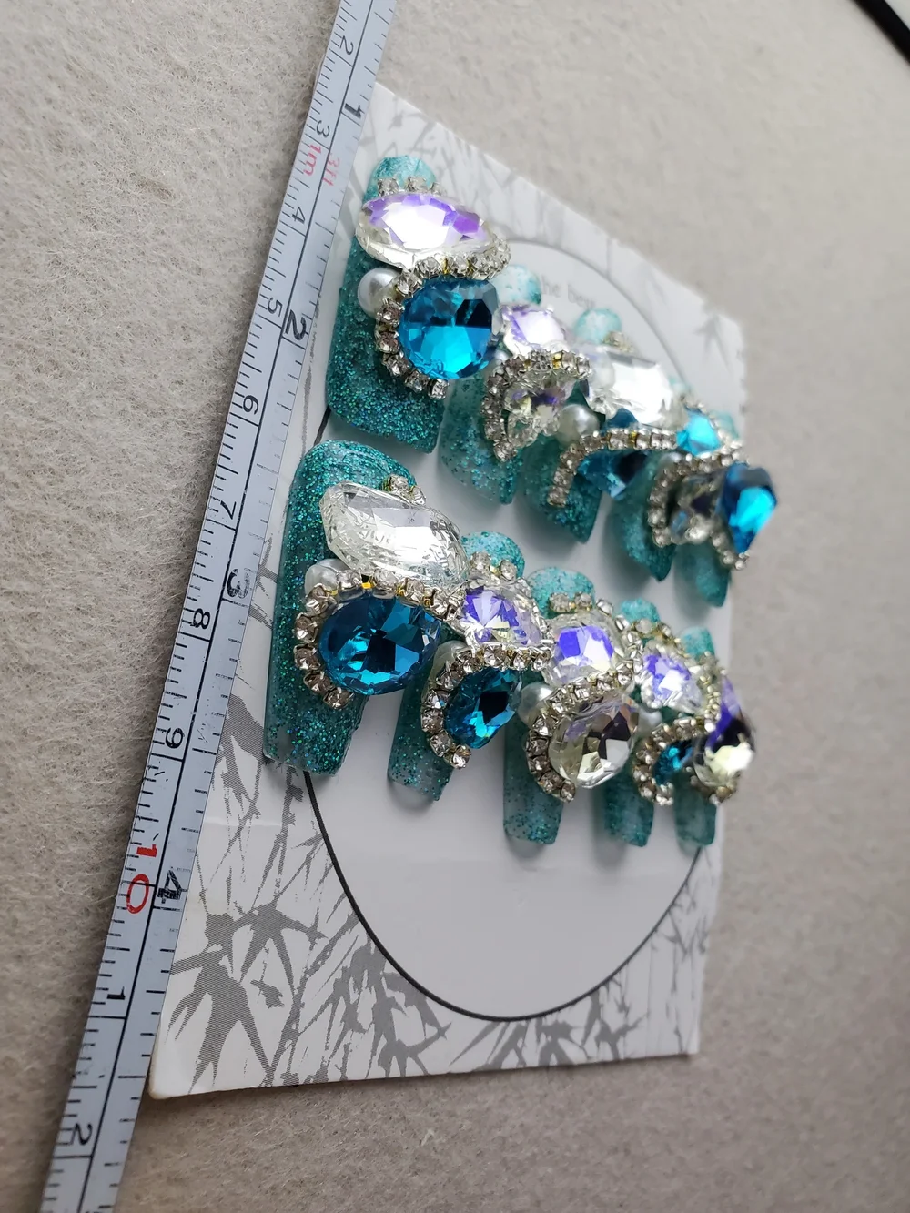 🧜‍♀️ Siren’s Dowry | Jeweled Teal Glitter Press-On Nails 💎